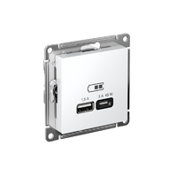 Розетка USB AtlasDesign тип A+C 45Вт QC PD высокоскор. ЗУ механизм бел. SE ATN000129 - УПС инжиниринг