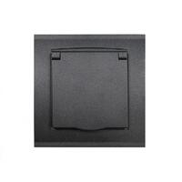 Розетка 1-м СП Бриллиант 16А IP20 с заземл. с крышкой в сборе графит Universal 7947649-Gr - УПС инжиниринг