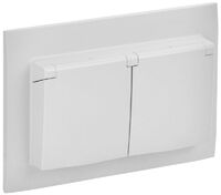 Розетка 2-м SKANDY 16А IP44 с крышкой в сборе SK-R12W арктич. бел. IEK SK-R26-16-44-K01-F - УПС инжиниринг