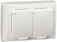 Розетка 2-м СП Кварта РСбш12-3-КБ-44 16А IP44 с заземл. защ. шторки бел. GENERICA KV-R26-16-44-K01 - УПС инжиниринг