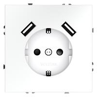 Розетка 1-м СП S70 16А с USB A+A с заземл. защ. шторки механизм бел. матов. Voltum VLS040402 - УПС инжиниринг