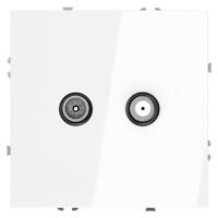 Розетка телевизионная оконечная TV + SAT 2-м СП S70 механизм бел. глянцевый Voltum VLS060401 - УПС инжиниринг