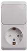 Блок ОП Этюд (1-м розетка с заземл. защ. шторки + 1-кл. выкл.) бел. SE BPA16-201B - УПС инжиниринг