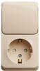 Блок ОП Этюд (1-м розетка с зазем. защ. шторки + 1-кл. выкл.) крем. SE BPA16-201K - УПС инжиниринг