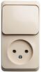 Блок ОП Этюд (1-м розетка без заземл. + 1-кл. выкл.) крем. SE BPA16-204K - УПС инжиниринг