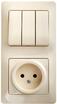 Блок комбинированный Glossa (розетка + 3-кл. выкл.) беж. SE GSL000276 - УПС инжиниринг