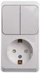 Блок ОП Этюд (1-м розетка с заземл. защ. шторки + 2-кл. выкл.) бел. SE BPA16-202B - УПС инжиниринг