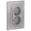 Розетка 2-м СП AtlasDesign 16А IP20 с заземл. защ. шторки в сборе алюм. SE ATN000326 - УПС инжиниринг