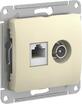 Розетка компьютерная + телевизионная 2-м Glossa RJ45 кат.5E + TV механизм беж. SE GSL000289 - УПС инжиниринг