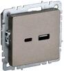 Розетка BRITE USB A+C 18Вт РЮ11-1-БрШ механизм шампань IEK BR-U22-018-K37 - УПС инжиниринг