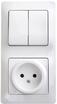 Блок комбинированный Glossa (розетка + 2-кл. выкл.) бел. SE GSL000172 - УПС инжиниринг