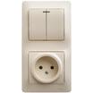 Блок комбинированный Glossa (розетка + 2-кл. выкл. с подсветкой) беж. SE GSL000273 - УПС инжиниринг