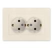 Розетка 2-м СП Афина 16А IP20 с заземл. в сборе сл. кость (ivory) Universal A0128-I - УПС инжиниринг