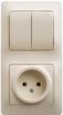 Блок комбинированный Glossa (розетка + 2-кл. выкл.) беж. SE GSL000272 - УПС инжиниринг