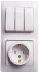 Блок комбинированный Glossa (розетка с заземл. защ. шторки + 3-кл. выкл.) бел. SE GSL000178 - УПС инжиниринг