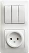 Блок комбинированный Glossa (розетка + 3-кл. выкл.) бел. SE GSL000176 - УПС инжиниринг