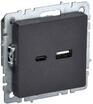 Розетка BRITE USB A+C 18Вт РЮ11-1-БрЧ механизм черн. IEK BR-U22-018-K02 - УПС инжиниринг