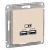 Розетка USB AtlasDesign тип A+A 5В 1х2.1А 2х1.05А механизм беж. SE ATN000233 - УПС инжиниринг