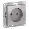 Розетка 1-м СП AtlasDesign 16А IP20 без заземл. защ. шторки механизм алюм. SE ATN000349 - УПС инжиниринг
