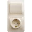 Блок комбинированный Glossa (розетка защ. шторки с заземл. + 1-кл. выкл.) беж. SE GSL000270 - УПС инжиниринг