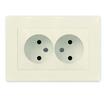 Розетка 2-м СП Афина 16А IP20 без заземл. в сборе сл. кость (ivory) Universal A0102-I - УПС инжиниринг