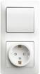 Блок комбинированный Glossa (розетка защ. шторки с заземл.+ 1-кл. выкл.) бел. SE GSL000170 - УПС инжиниринг