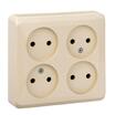 Розетка 4-м ОП Этюд 16А IP20 250В без заземл. без защ. шторок крем. SE PA16-205K - УПС инжиниринг
