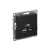 Розетка USB AtlasDesign тип A+C 5В/2.4А 2х5В/1.2А механизм карбон SE ATN001039 - УПС инжиниринг