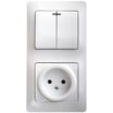 Блок комбинированный Glossa (розетка + 2-кл. выкл. с подсветкой) бел. SE GSL000173 - УПС инжиниринг