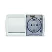 Блок ОП Клио 1-кл. выкл. 10А + розетка 1-м 16А 250В с заземл. с прозр. крышкой бел. Universal К2237 - УПС инжиниринг