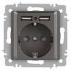 Розетка 1-м СП Accent 6-410-09 16А IP20 250В P+E Schuko + 2хUSB защ. шторки титан Intro Б0063711 - УПС инжиниринг