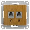 Розетка компьютерная + телефонная 2-м СП Glossa RJ45 + RJ11 кат.5E механизм дерево дуб SE GSL000585 - УПС инжиниринг