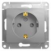Розетка 1-м СП Glossa 16А IP20 с заземл. защ. шторки механизм алюм. SE GSL000345 - УПС инжиниринг