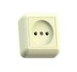 Розетка 1-м ОП Оптима РА10-375 10А IP20 без заземл. с монтаж. пластиной сл. кость Кунцево 8035 - УПС инжиниринг