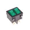 Выключатель клавишный 250В 6А (6с) ON-OFF зел. с подсветкой ДВОЙНОЙ Mini (RWB-305) Rexant 36-2163 - УПС инжиниринг
