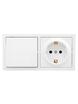 Блок ОП LETO (1-кл. выключатель + 1-м розетка с заземл.) горизонт. бел. LEZARD 752-0200-170BAP - УПС инжиниринг