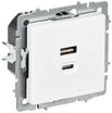 Розетка СП BRITE РЮ11-2-БрАБ USB A+C 45Вт высокоскор. заряд. арктич. бел. IEK BR-U22-045-K91 - УПС инжиниринг