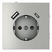 Розетка 1-м СП S70 16А с USB A+С с заземл. защ. шторки механизм сталь Voltum VLS040505 - УПС инжиниринг
