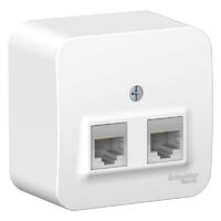 Розетка компьютерная 2-м ОП Blanca RJ45 кат.5E с изолир. пластиной бел. SE BLNIA045451 - УПС инжиниринг