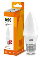 Лампа светодиодная Eco C35 5Вт свеча 3000К тепл. бел. E27 450лм 230-240В IEK LLE-C35-5-230-30-E27 - УПС инжиниринг