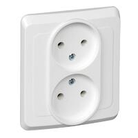 Розетка 2-м СП Этюд 16А IP20 250В без заземл. без защ. шторок бел. SE PC16-005B - УПС инжиниринг