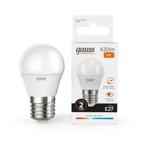 Лампа светодиодная Elementary 6Вт P45 шар 3000К тепл. бел. E27 420лм GAUSS 53216 - УПС инжиниринг