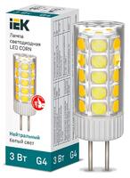 Лампа светодиодная Corn 3Вт капсульная 4000К нейтр. бел. G4 12В керамика IEK LLE-Corn-3-012-40-G4 - УПС инжиниринг