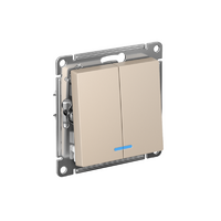 Выключатель 2-кл. AtlasDesign с подсветкой (сх.5а) 10AX мех. песочн. SE ATN001253 - УПС инжиниринг