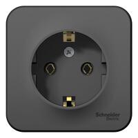 Розетка 1-м ОП Blanca 16А IP20 250В с заземл. без защ. шторок с изолир. пластиной антрацит SE BLNRA010116 - УПС инжиниринг