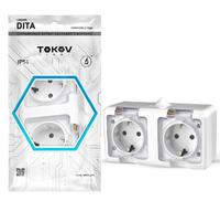 Розетка 2-м ОП Dita 16А IP54 250В с заземл. с прозр. крышкой бел.TOKOV ELECTRIC TKL-DT-R2Z-C01T-IP54 - УПС инжиниринг