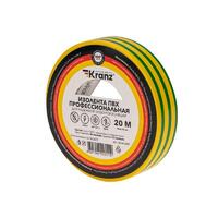 Изолента ПВХ профессиональная 0.18х19мм 20м желт./зел. Kranz KR-09-2807 - УПС инжиниринг