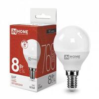 Лампа светодиодная LED-ШАР-VC 8Вт шар 4000К нейтр. бел. E14 760лм 230В IN HOME 4690612020556 - УПС инжиниринг