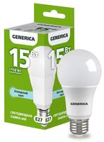 Лампа светодиодная A60 15Вт грушевидная 6500К E27 230В GENERICA LL-A60-15-230-65-E27-G - УПС инжиниринг