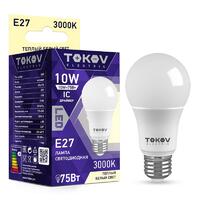 Лампа светодиодная 10Вт А60 3000К Е27 176-264В TOKOV ELECTRIC TKE-A60-E27-10-3K - УПС инжиниринг